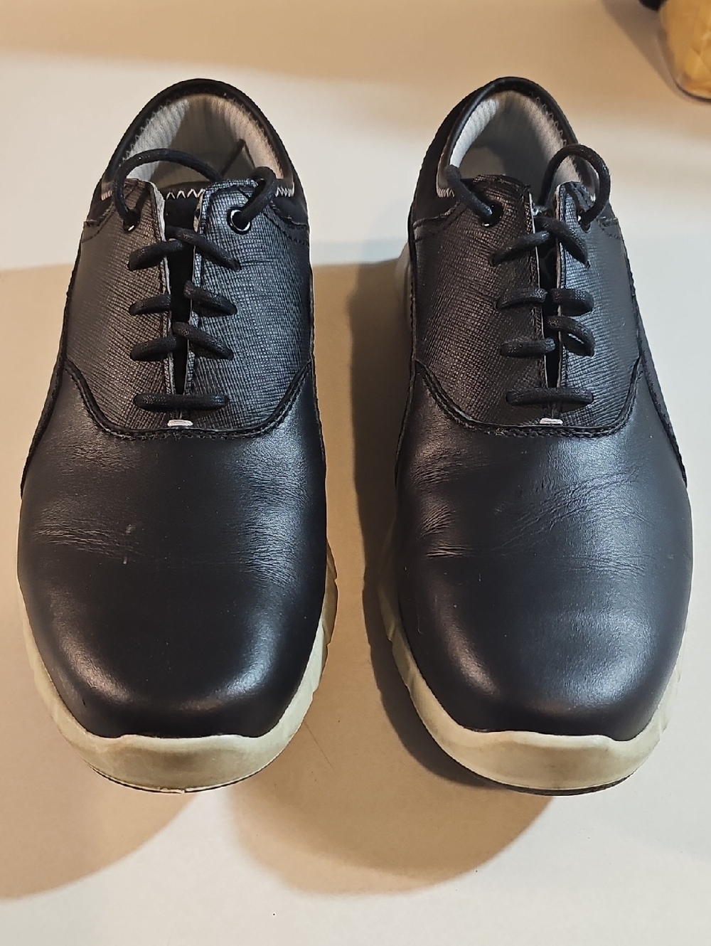 Puma Black Lace-Up Oxfords with Cream Sole Golf Shoes